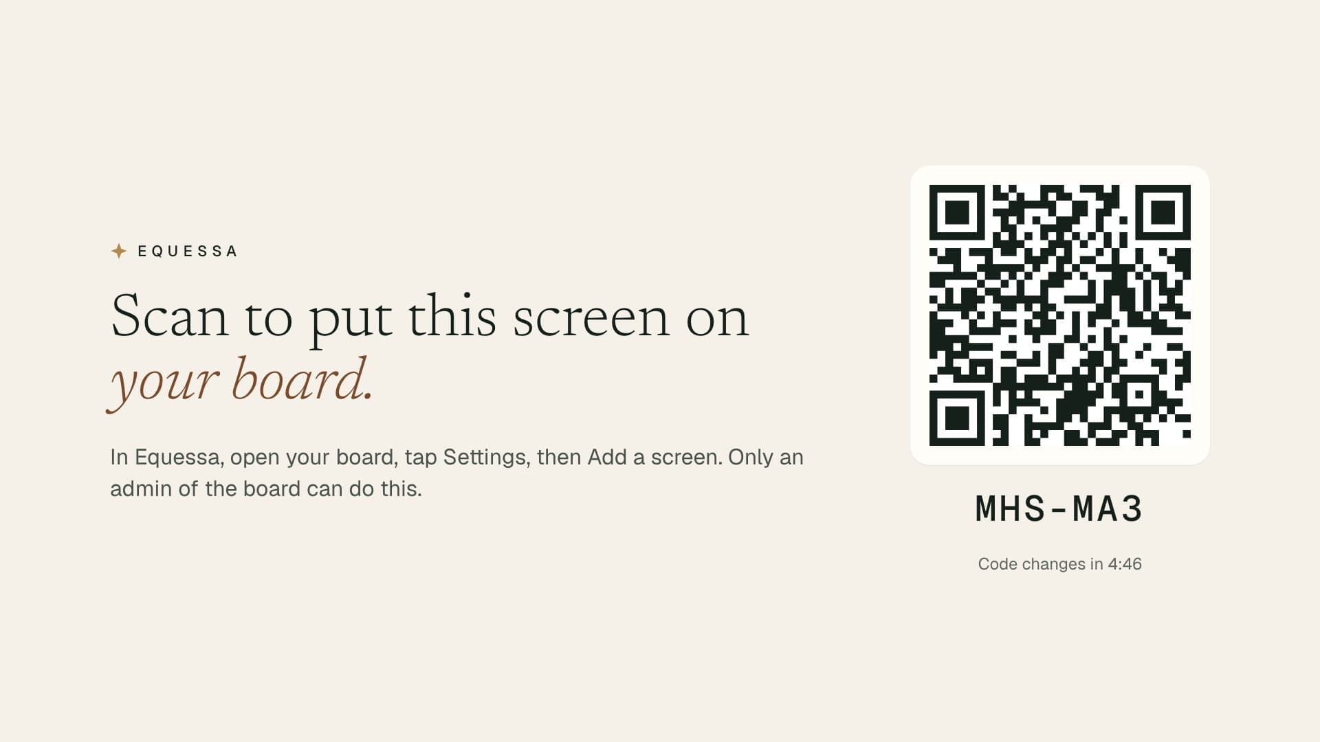The pairing screen, waiting to be scanned